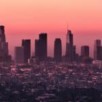 Los Angeles Skyline During Red Sunset | Stratos Jet Charters, Inc.