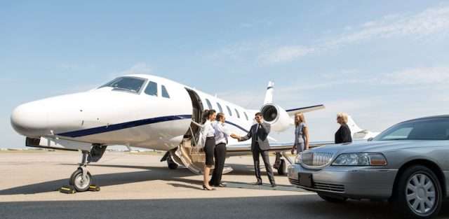 people boarding private jet charter