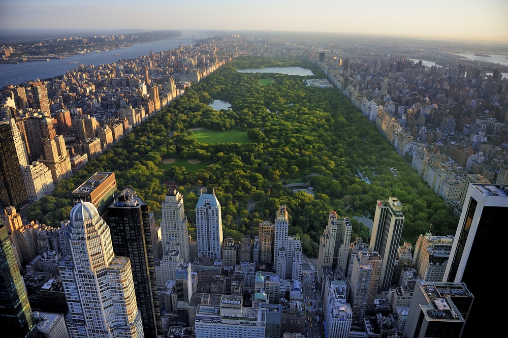 An aerial view of Central Park in Manhattan.