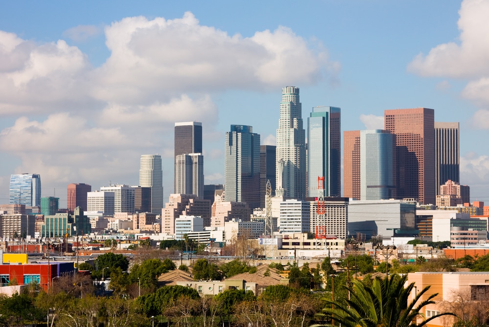 The downtown Los Angeles skyline.