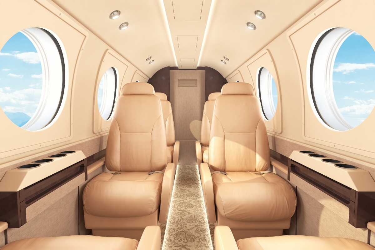 interior photo of a private jet